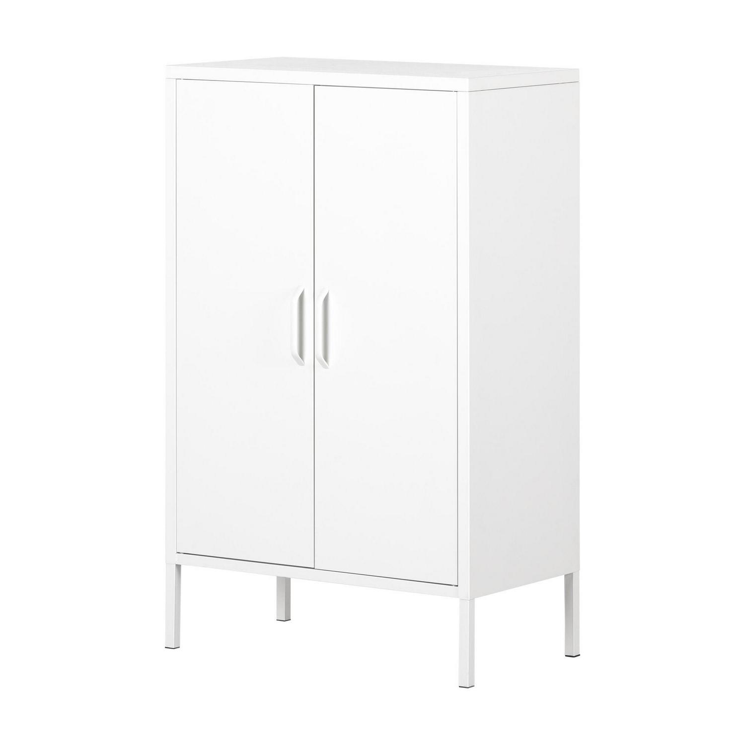 South Shore Crea, Contemporary Metal 2-Door Accent Cabinet, Pure White
