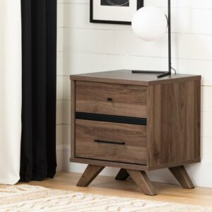 South Shore Flam 2-Drawer Nightstand - End Table with Storage Brown