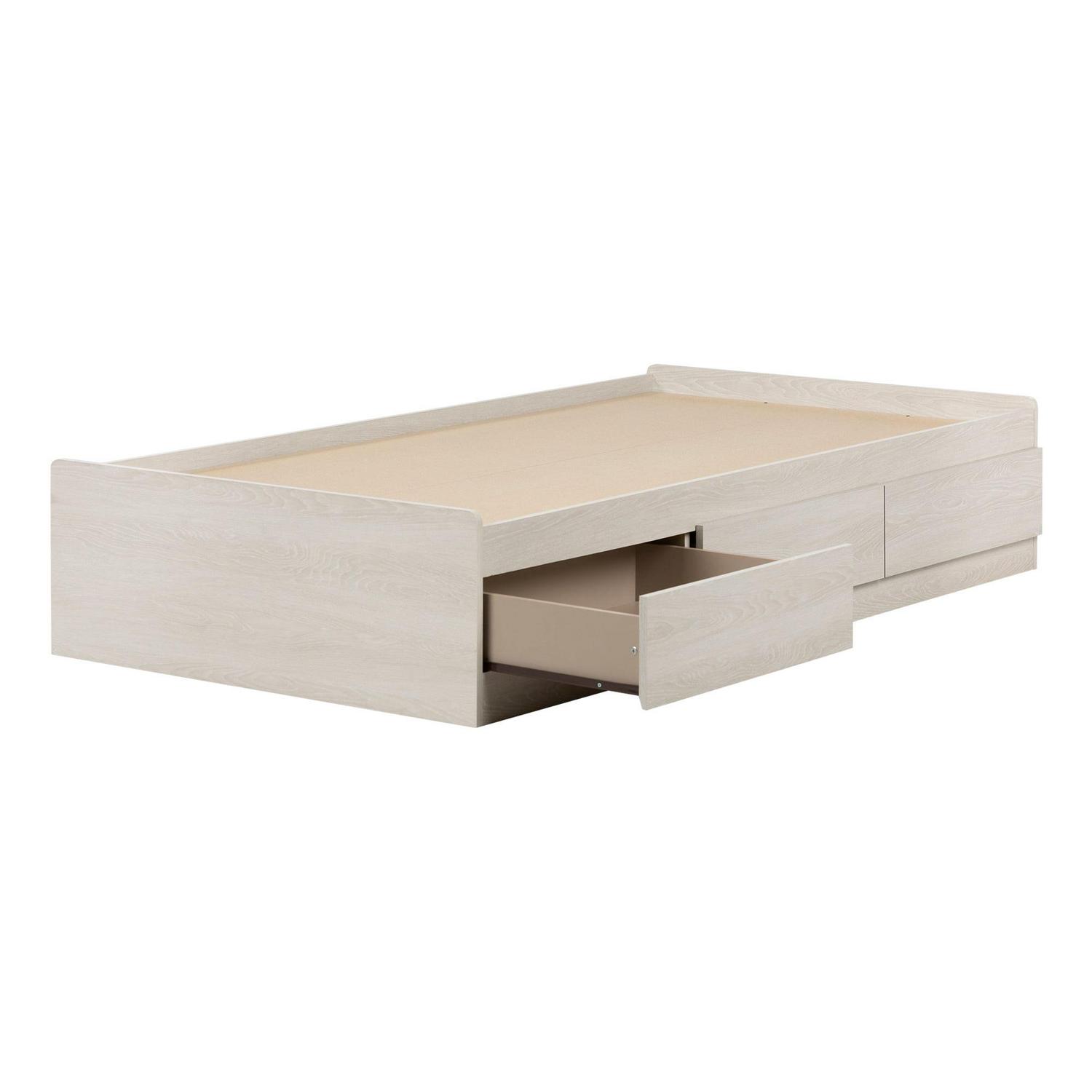 South Shore Fynn Twin Mates Bed with Storage Drawers, Winter Oak - Image 3
