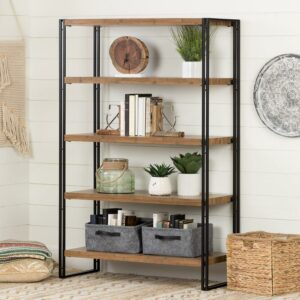 South Shore Gimetri 5 Fixed Shelves - Shelving Unit, Rustic Bamboo