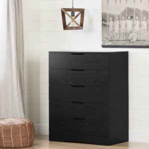South Shore Holland 5-Drawer Contemporary Design Dresser, Black Oak