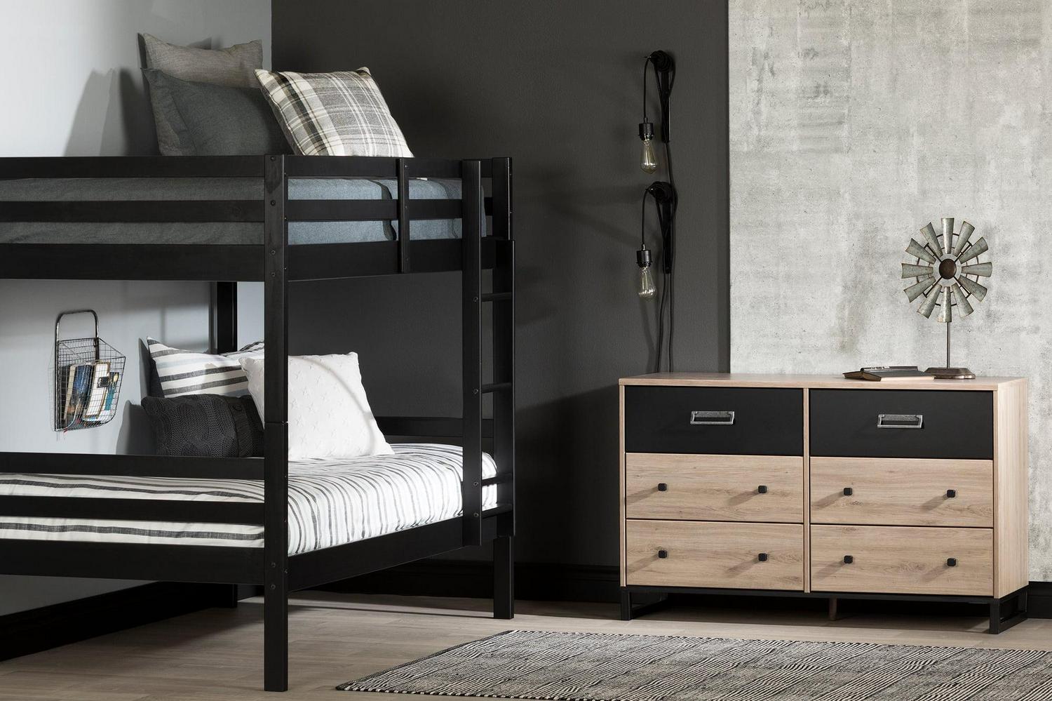 South Shore Induzy Twin Over Twin Bunk Bed in Matte Black - Image 3