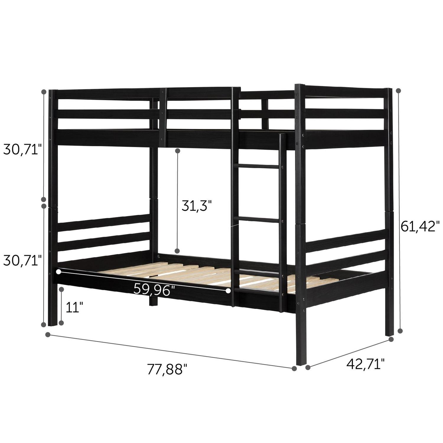 South Shore Induzy Twin Over Twin Bunk Bed in Matte Black - Image 5