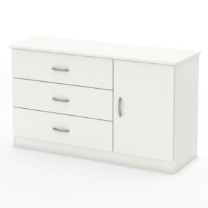 South Shore Libra 3-Drawer Dresser with Door, Pure White