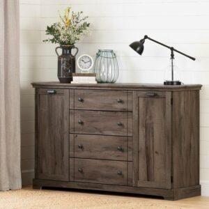 South Shore Lilak 4-Drawer Dresser with Doors, Fall Oak