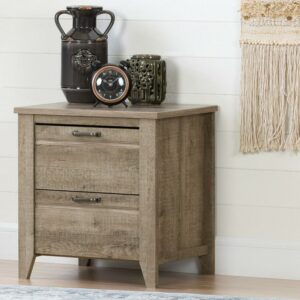 South Shore Lionel 2-Drawer Nightstand - End Table with Storage Brown
