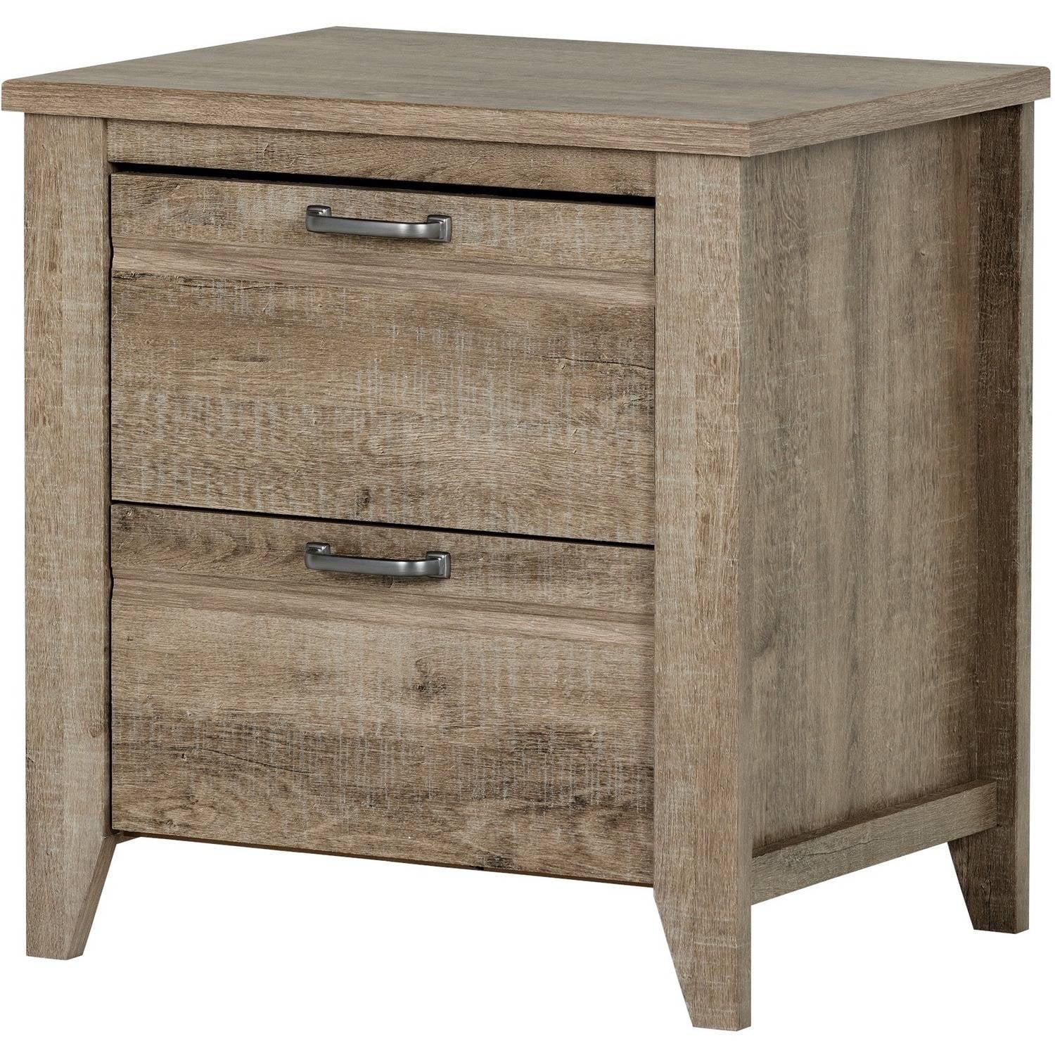 South Shore Lionel 2-Drawer Nightstand - End Table with Storage Brown - Image 3