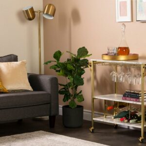 South Shore Maliza Bar Cart Faux Marble and Gold