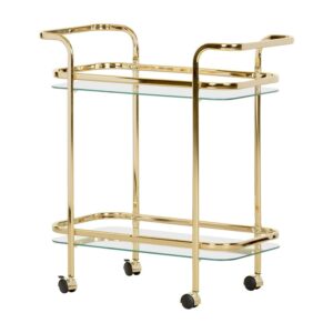 South Shore Maliza Bar Cart, Gold/Clear