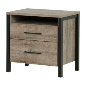 South Shore Munich 2-Drawer Nightstand - End Table with Storage Brown