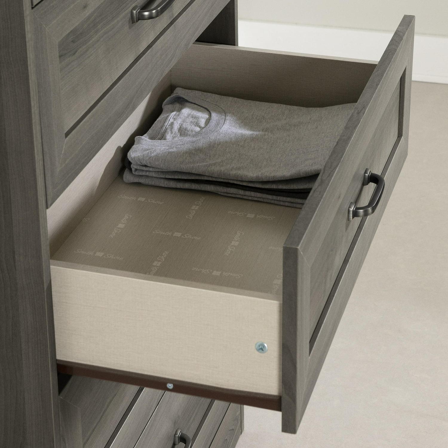 South Shore Prairie, Farmhouse 5-Drawer Chest, Gray Maple - Image 7