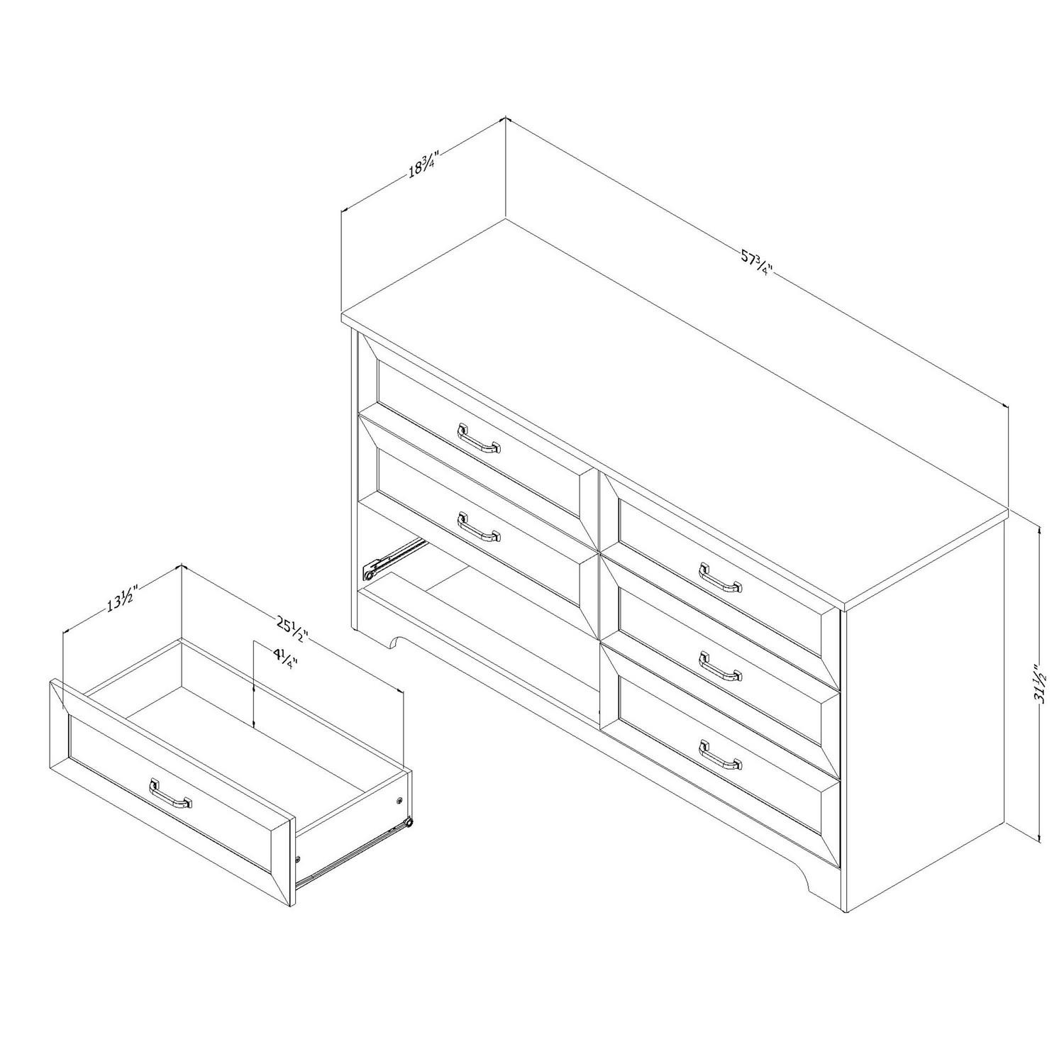 South Shore Prairie, Farmhouse 6-Drawer Double Dresser, Gray Maple - Image 3