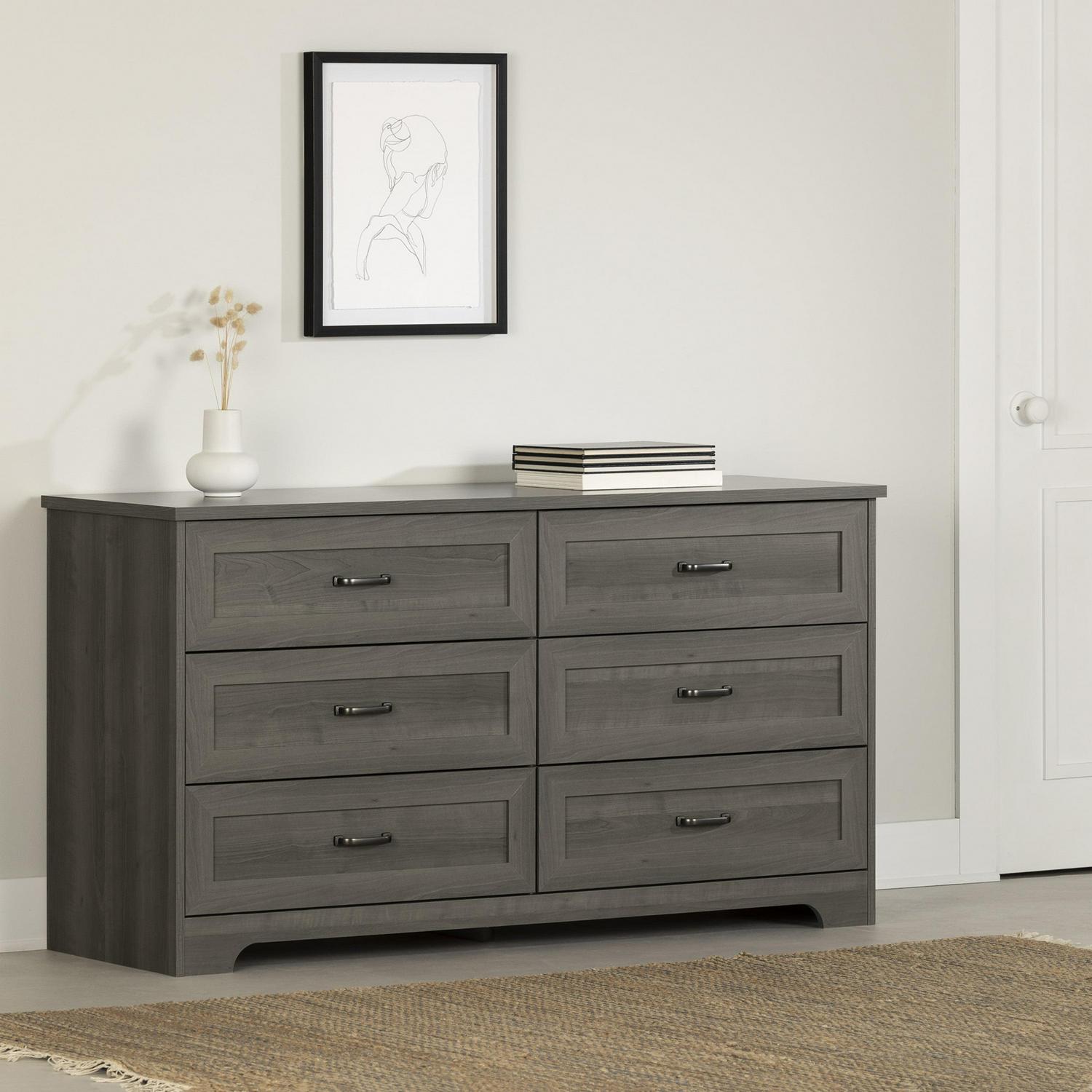 South Shore Prairie, Farmhouse 6-Drawer Double Dresser, Gray Maple - Image 2