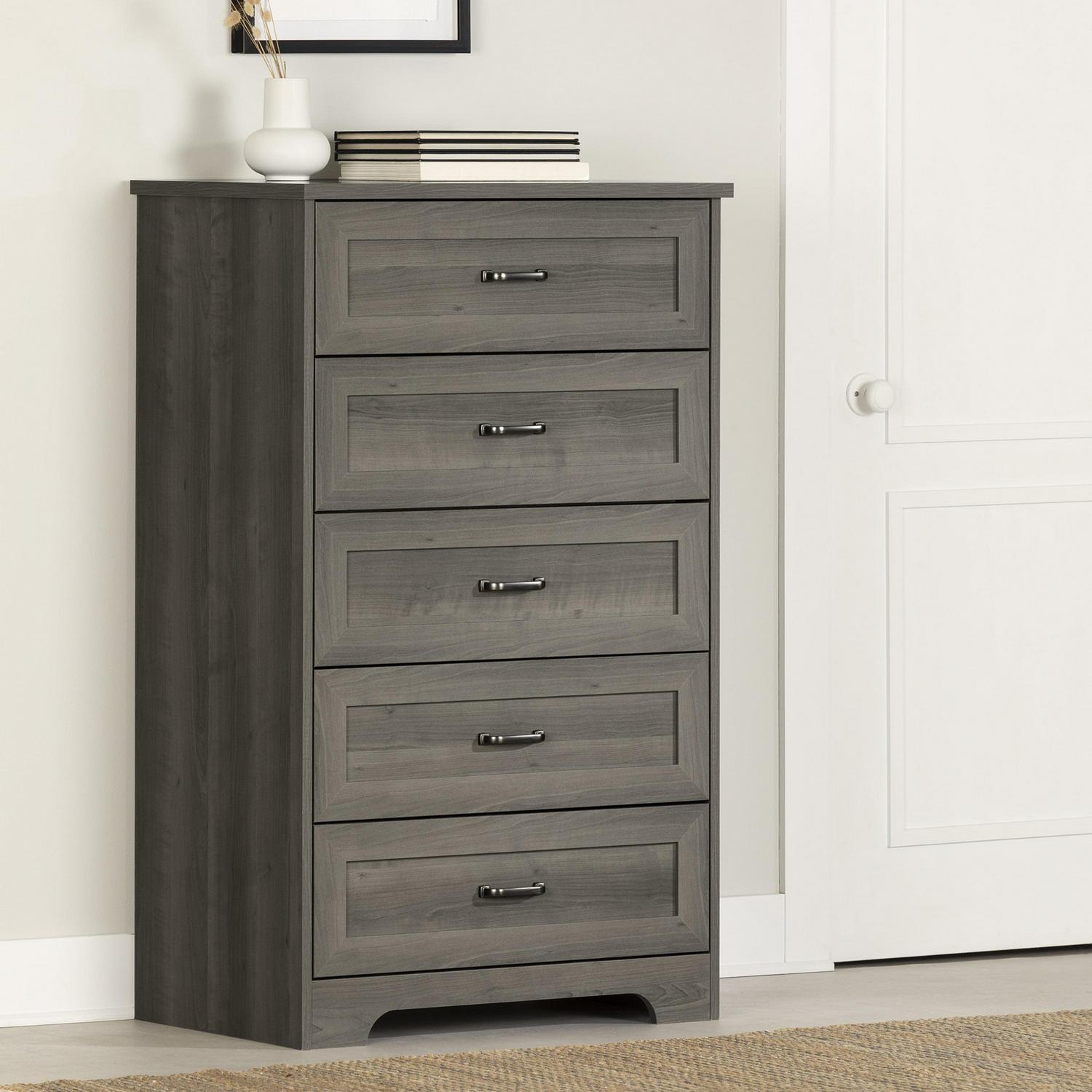 South Shore Prairie, Farmhouse 5-Drawer Chest, Gray Maple - Image 2