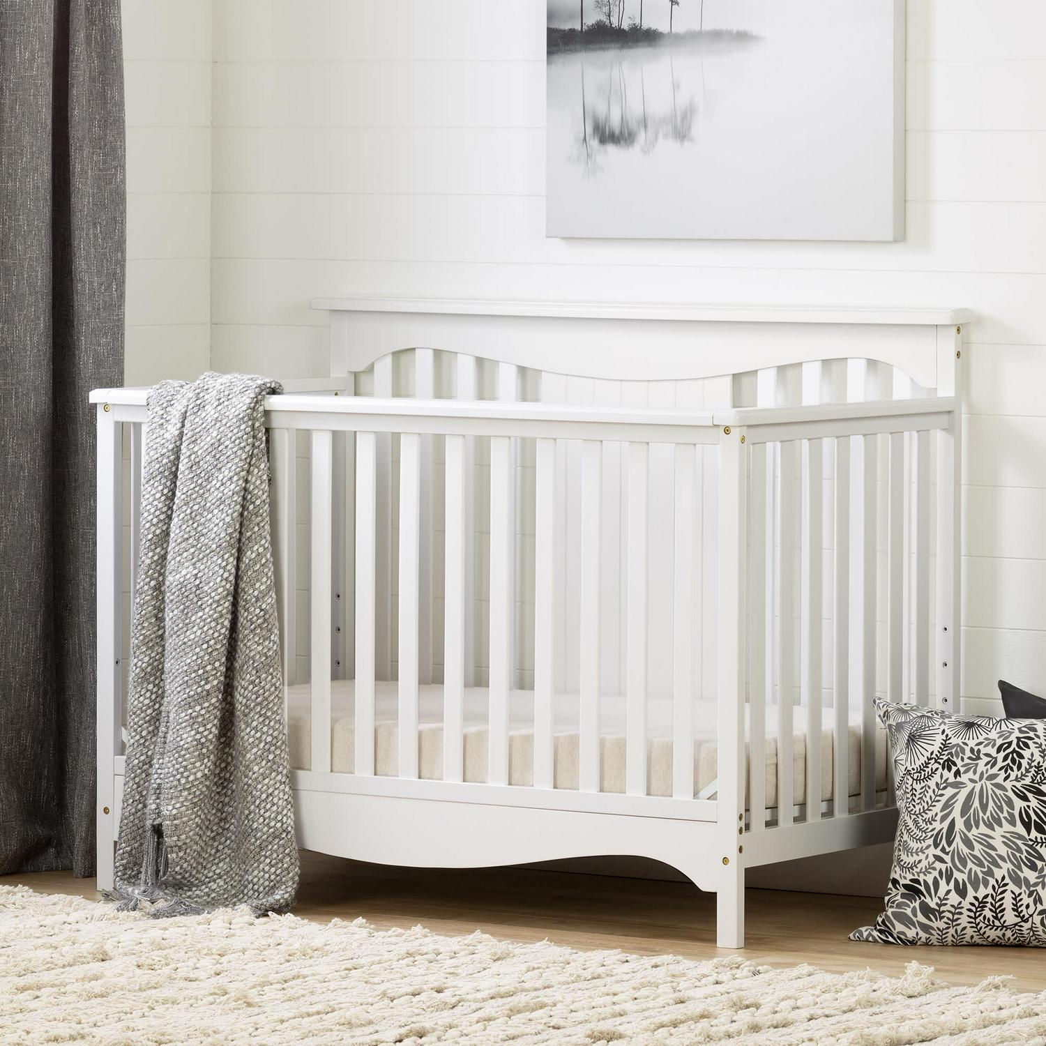 South Shore Baby Crib - 4 Heights with Toddler Rail Pure White Savannah-Color:White - Image 12