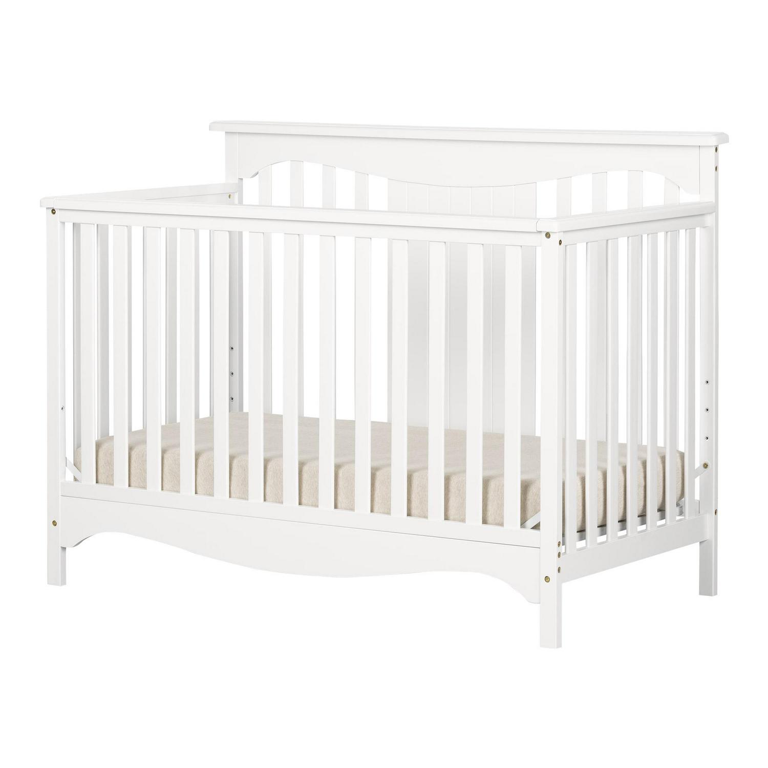 South Shore Baby Crib - 4 Heights with Toddler Rail Pure White Savannah-Color:White - Image 6