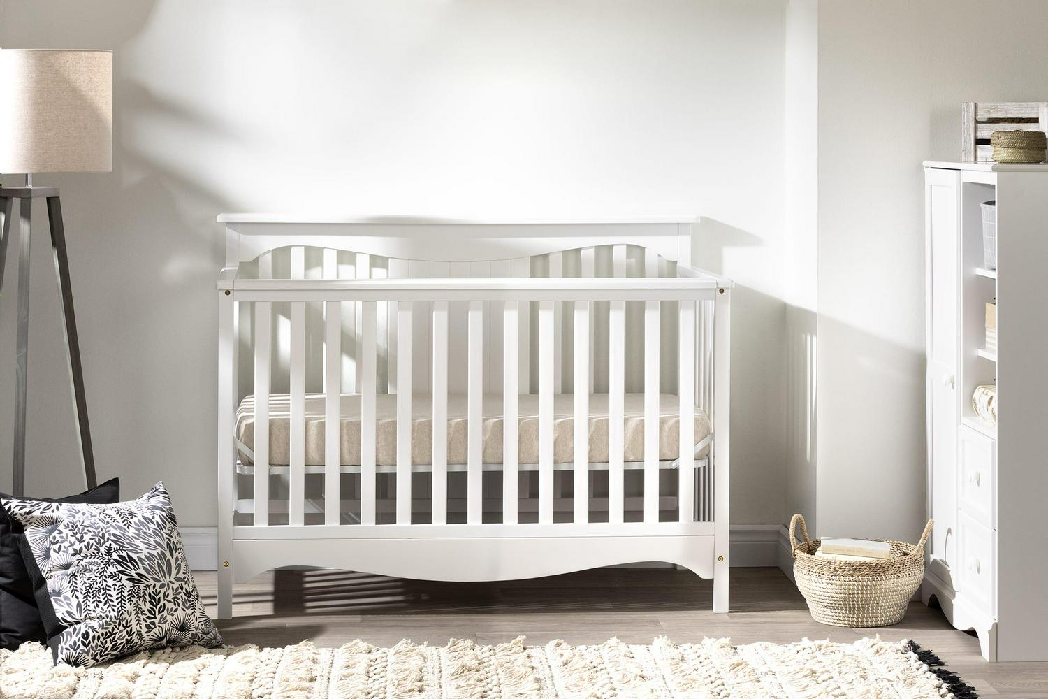 South Shore Baby Crib - 4 Heights with Toddler Rail Pure White Savannah-Color:White - Image 11