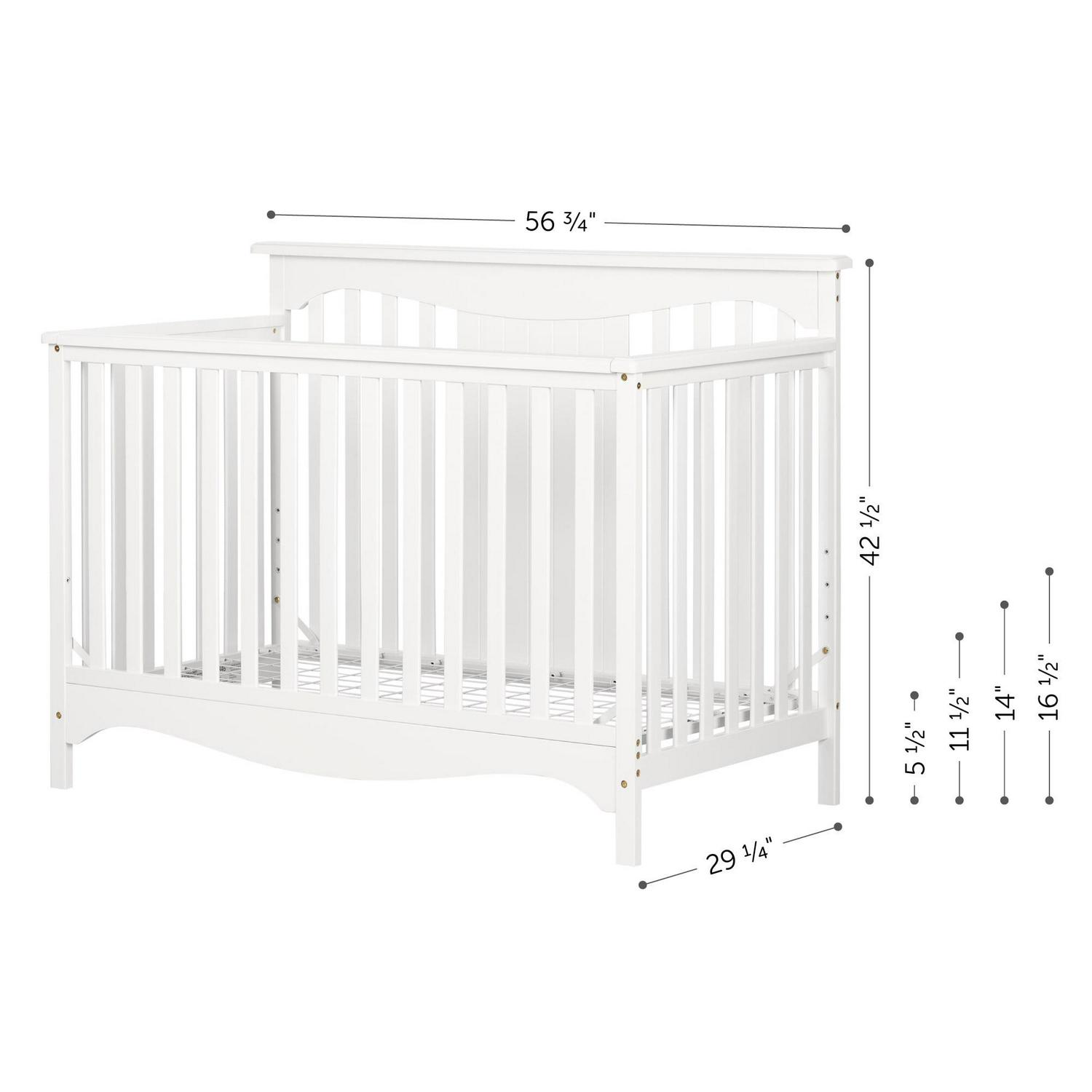 South Shore Baby Crib - 4 Heights with Toddler Rail Pure White Savannah-Color:White - Image 10
