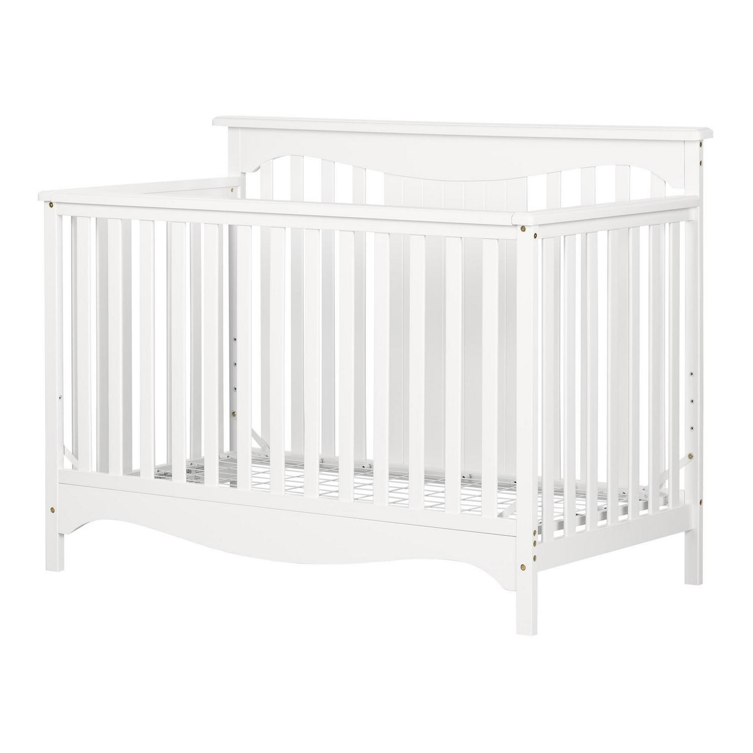 South Shore Baby Crib - 4 Heights with Toddler Rail Pure White Savannah-Color:White - Image 5