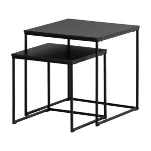 South Shore Slendel, Urban Modern Square Set of Nesting Tables, Black Oak, mdf and metal