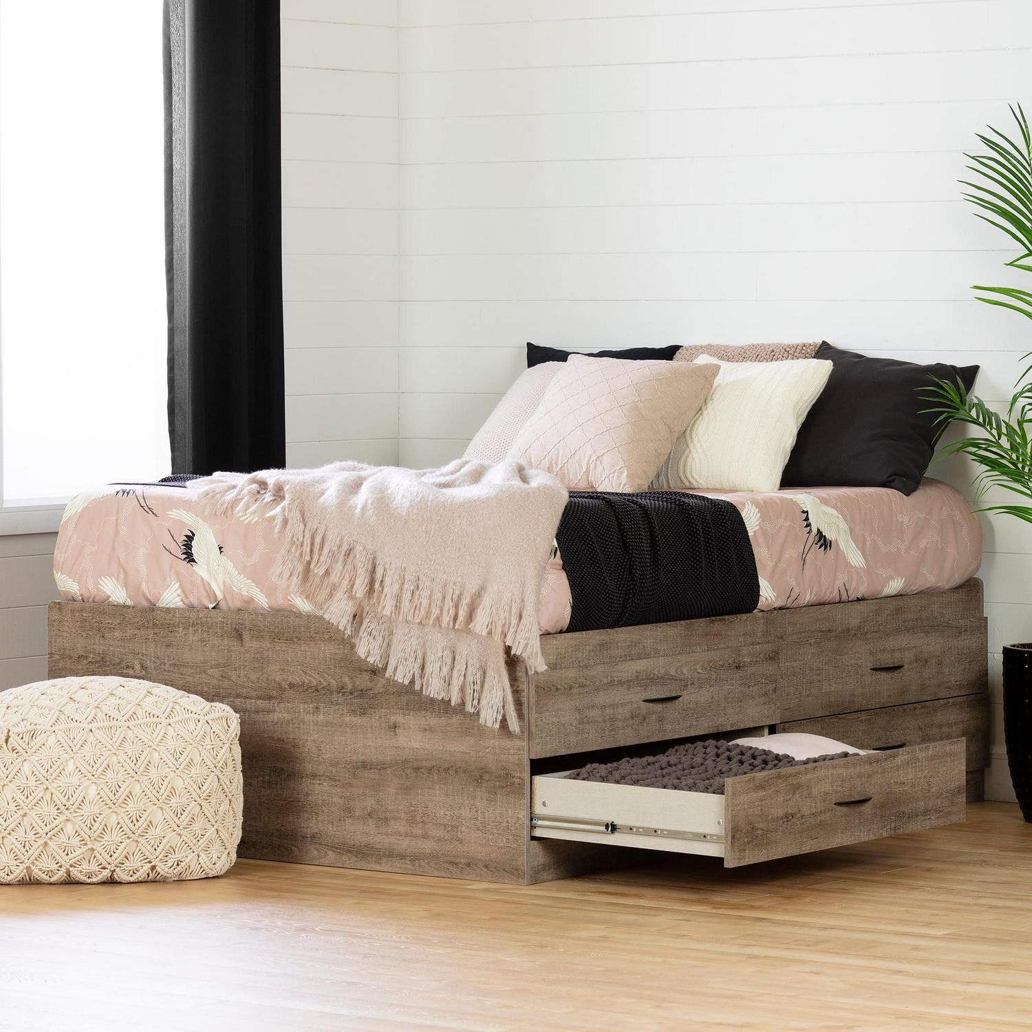 South Shore Soho Kids Captain Bed with 4 Drawers, Weathered Oak