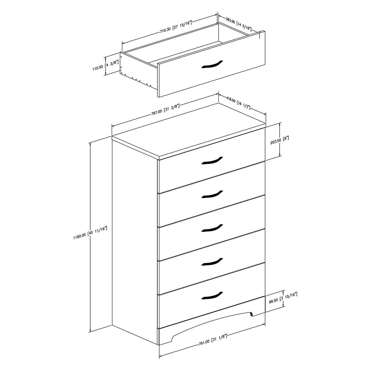 South Shore Maddox 5 Drawer Chest in Pure White Finish - Image 2