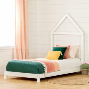 South Shore Sweedi Bed with House Frame Headboard, Pure White