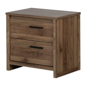 South Shore Tao 2-Drawer Nightstand - End Table with Storage Brown