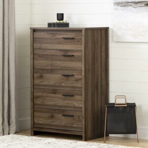 South Shore Tao Contemporary 5-Drawers Dresser Natural Walnut