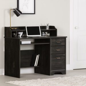 South Shore Versa Computer Desk with Hutch Rubbed Black