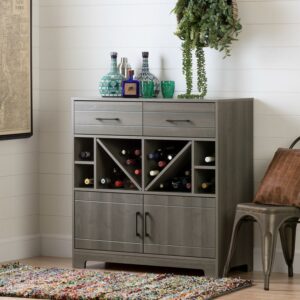 South Shore Vietti Bar Cabinet with Drawers, Gray Maple