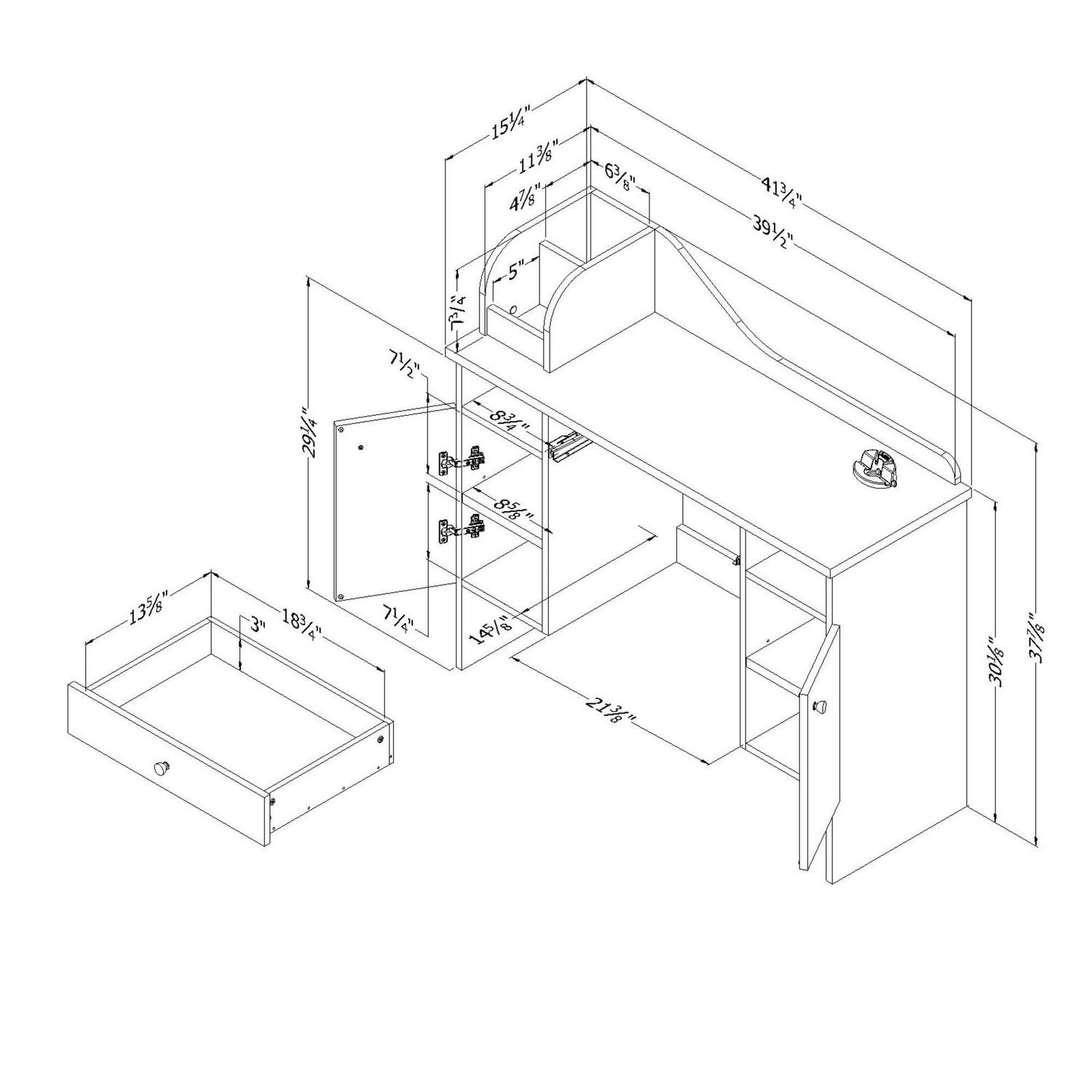 South Shore Vito Contemporary 2-Door Makeup Desk with Baskets, White - Image 3