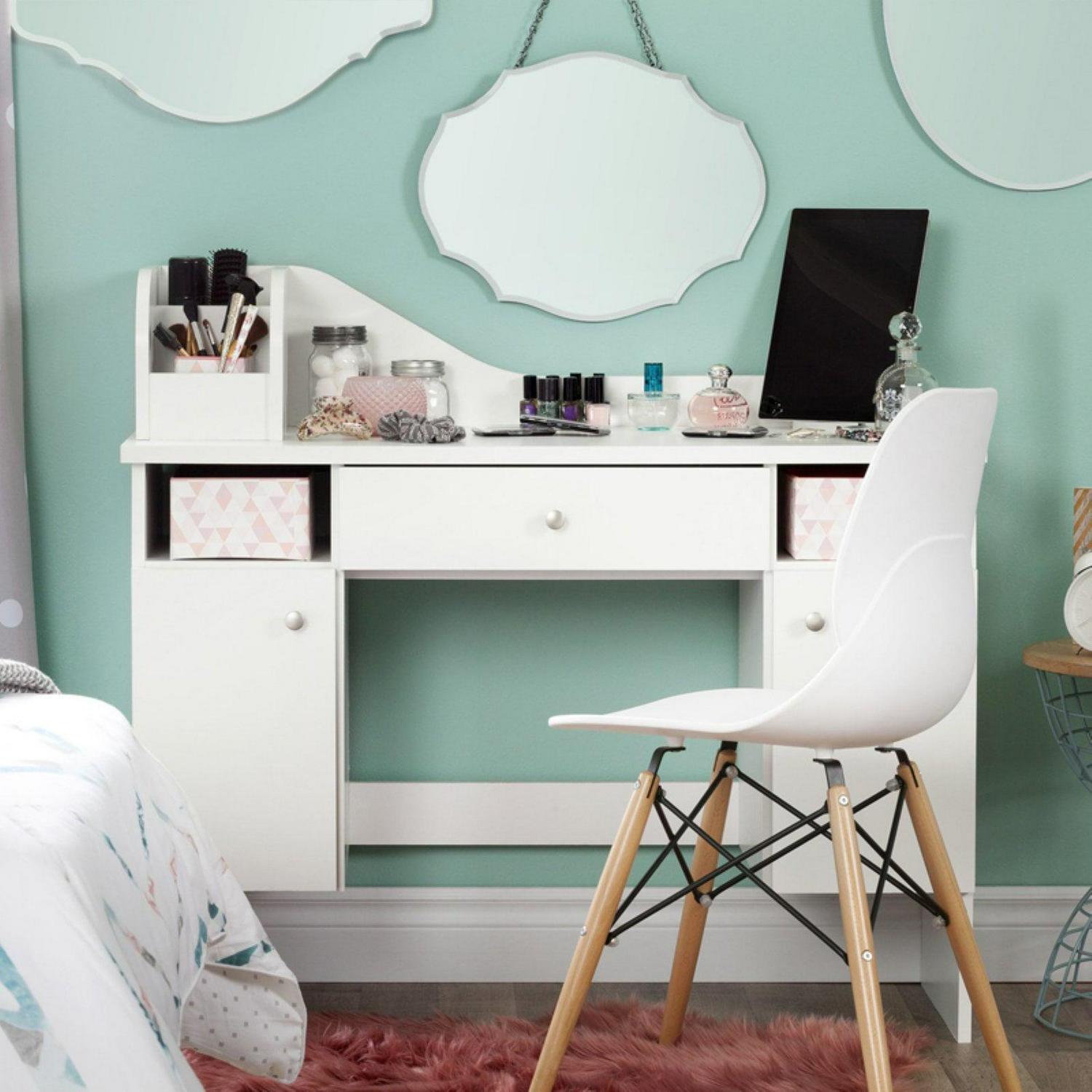 South Shore Vito Contemporary 2-Door Makeup Desk with Baskets, White - Image 6