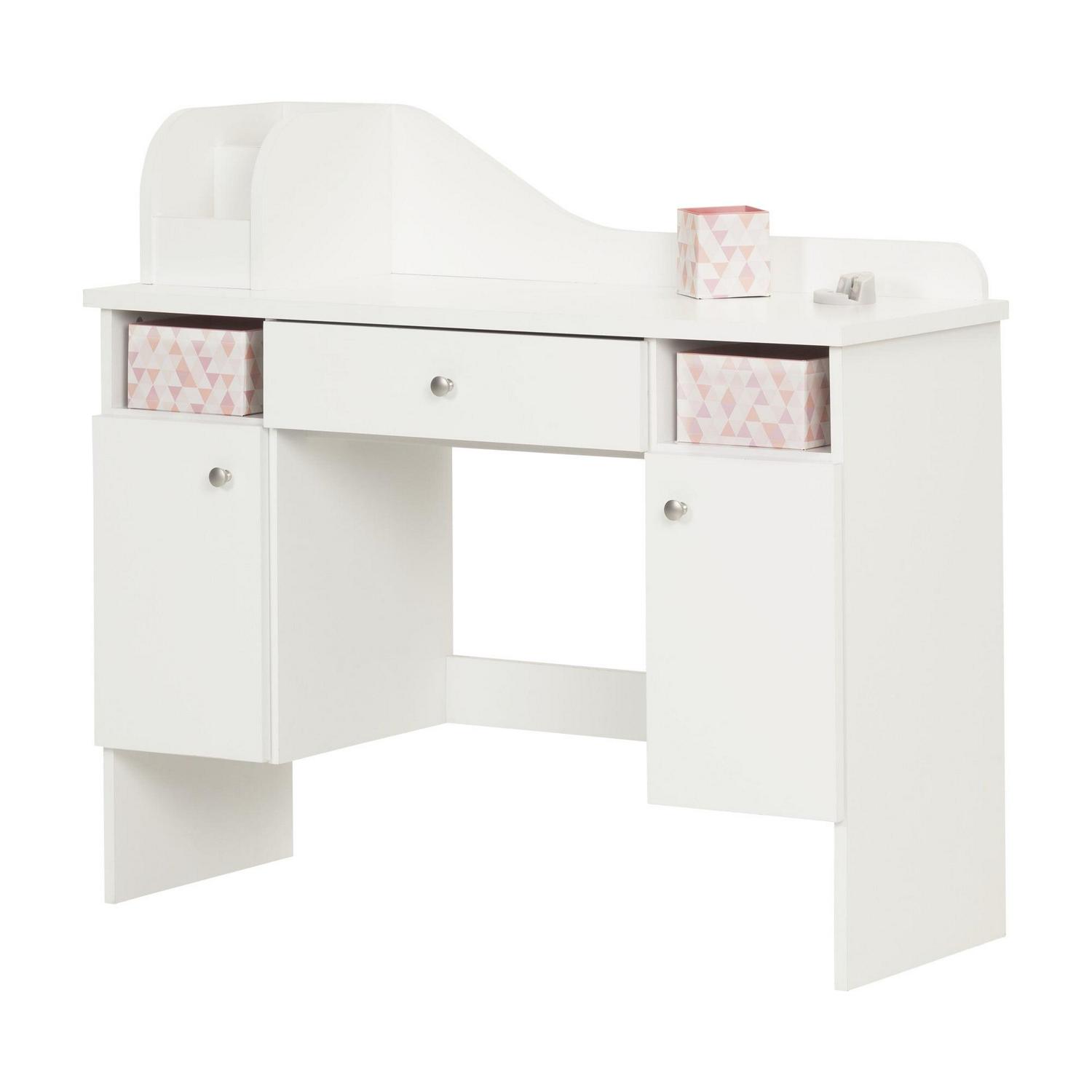 South Shore Vito Contemporary 2-Door Makeup Desk with Baskets, White - Image 2