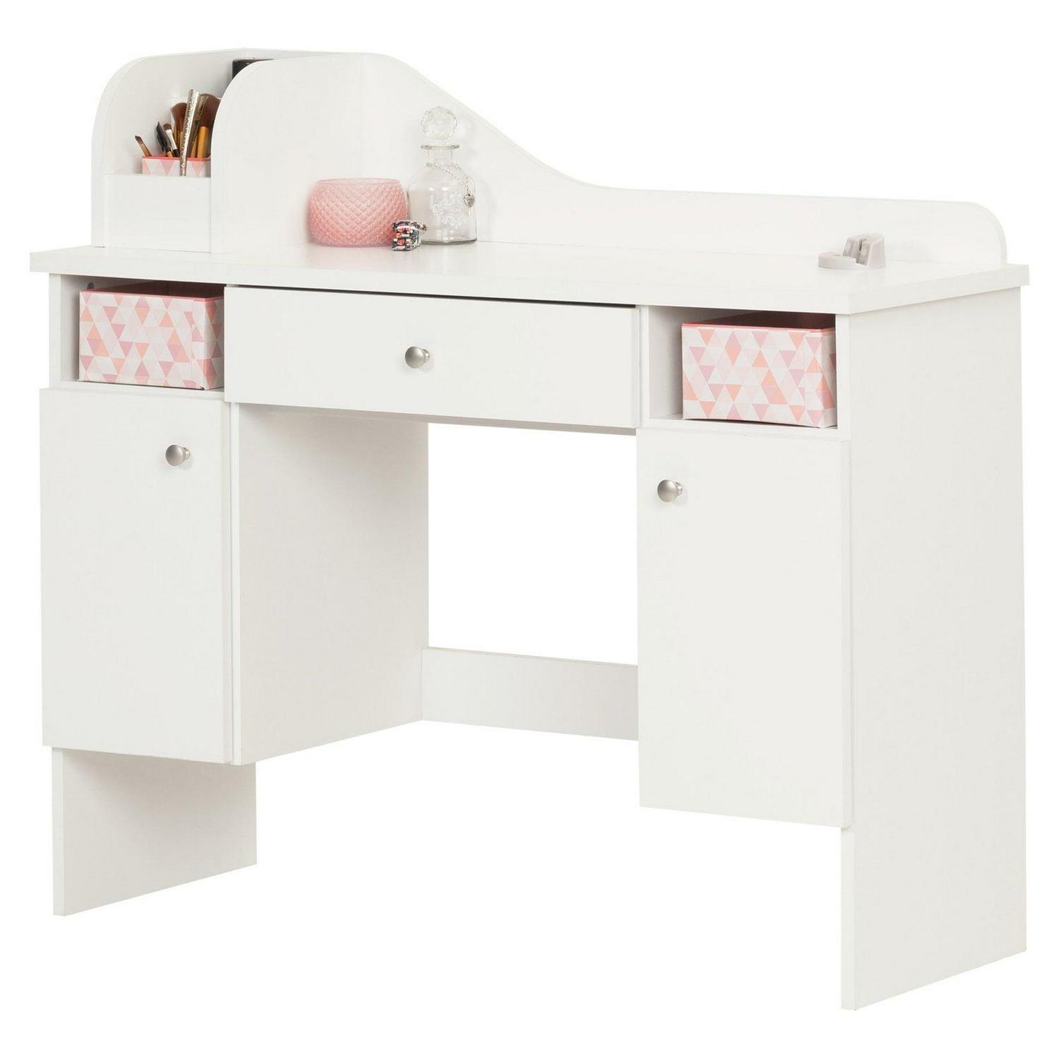 South Shore Vito Contemporary 2-Door Makeup Desk with Baskets, White - Image 11