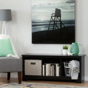 South Shore Vito Living Room Bench in Pure Black