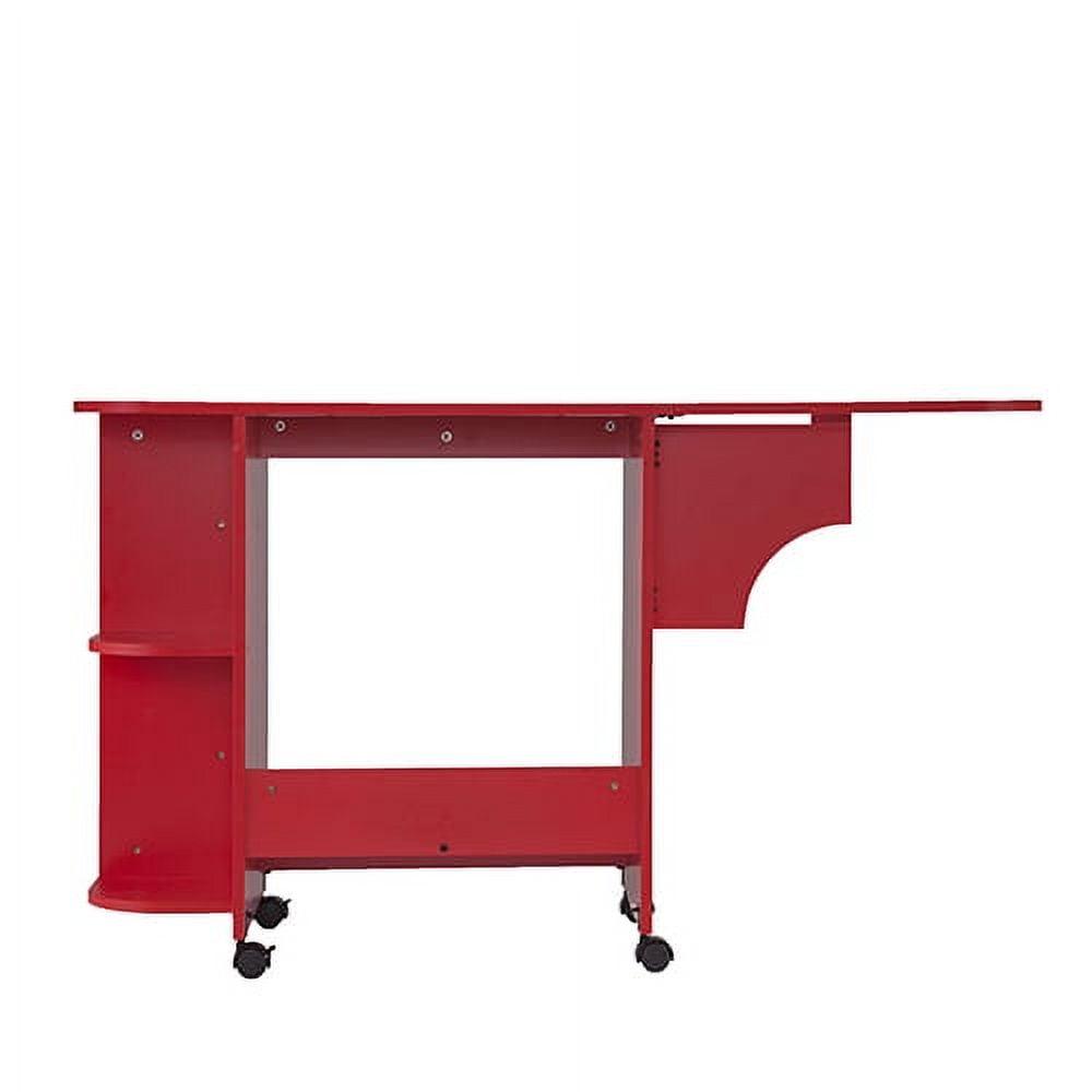 Southern Enterprises Expandable Rolling Sewing Table/Craft Station, Universal Style, Farmhouse Red - Image 13
