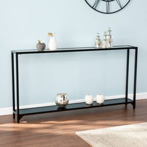 Southern Enterprises Barzo Modern Metal and Glass 56" Console Table, Black