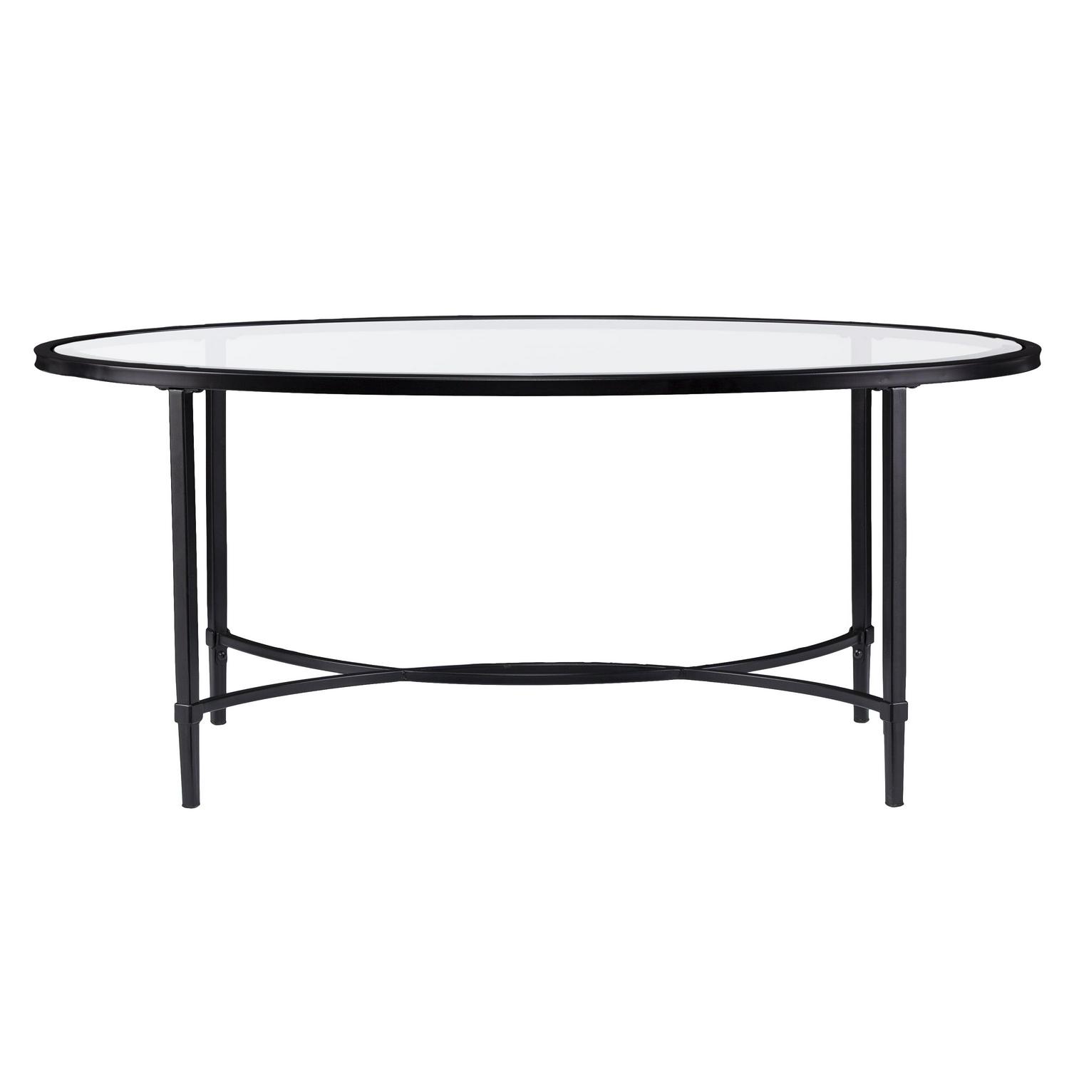 Southern Enterprises Quibilah Metal/Glass Oval Coffee Table - Image 17