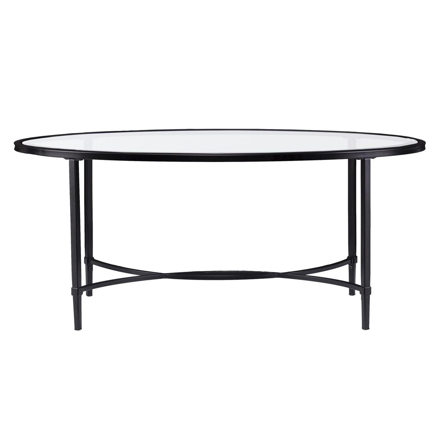 Southern Enterprises Quibilah Metal/Glass Oval Coffee Table - Image 23