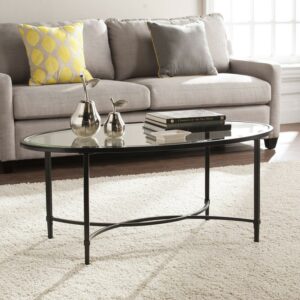 Southern Enterprises Quibilah Metal/Glass Oval Coffee Table