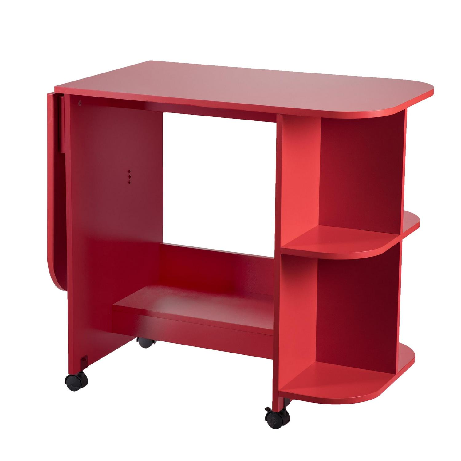 Southern Enterprises Expandable Rolling Sewing Table/Craft Station, Universal Style, Farmhouse Red - Image 25