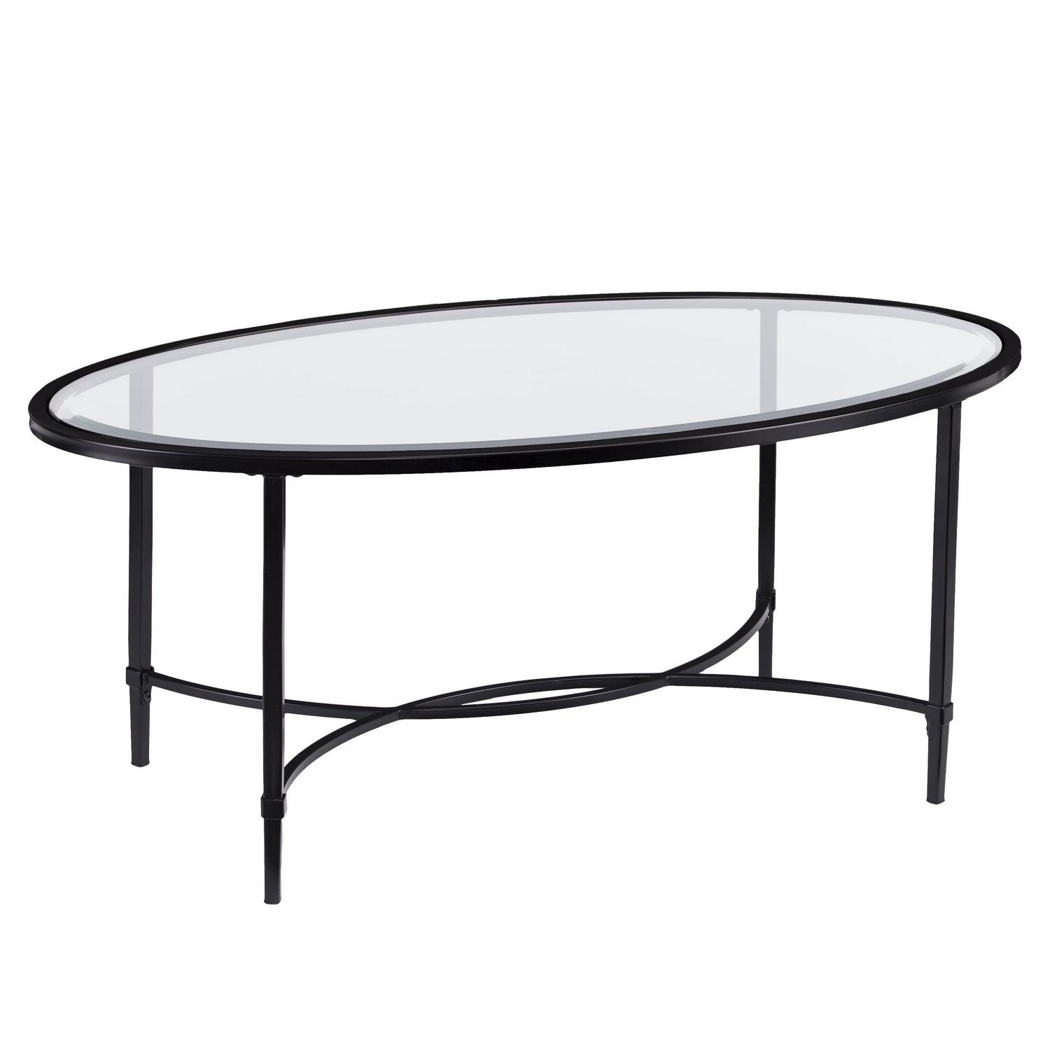 Southern Enterprises Quibilah Metal/Glass Oval Coffee Table - Image 24