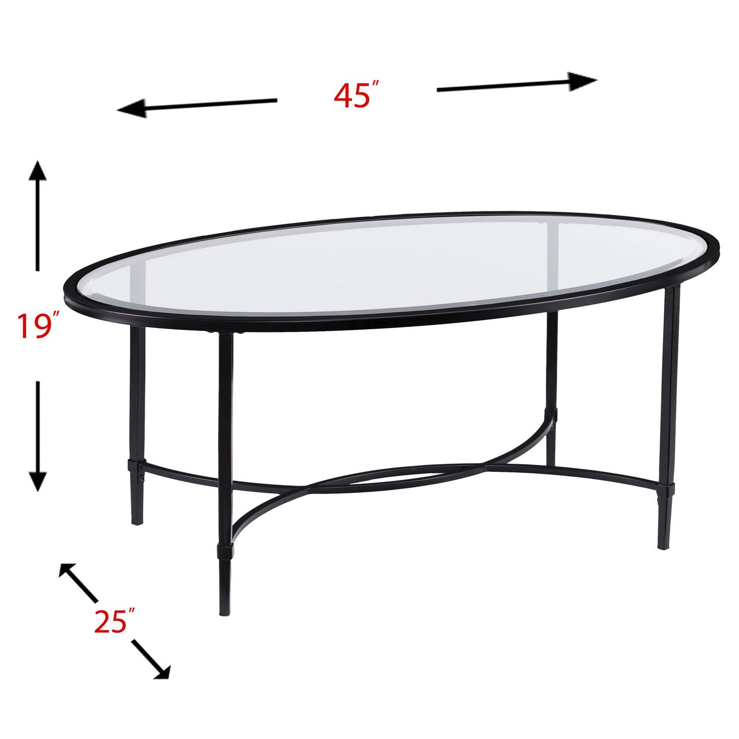 Southern Enterprises Quibilah Metal/Glass Oval Coffee Table - Image 20