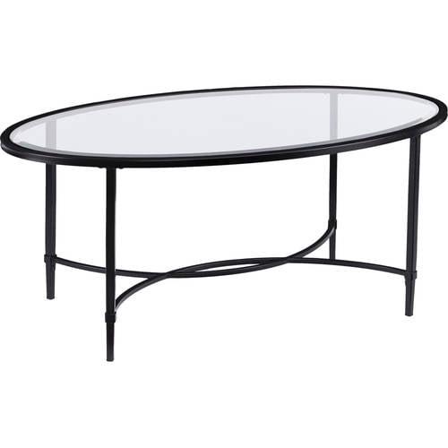 Southern Enterprises Quibilah Metal/Glass Oval Coffee Table - Image 4