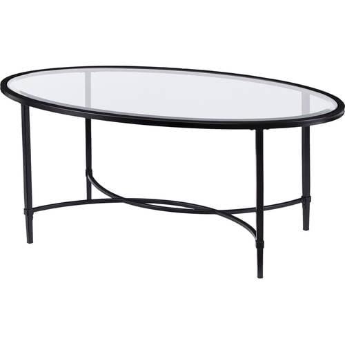 Southern Enterprises Quibilah Metal/Glass Oval Coffee Table - Image 6