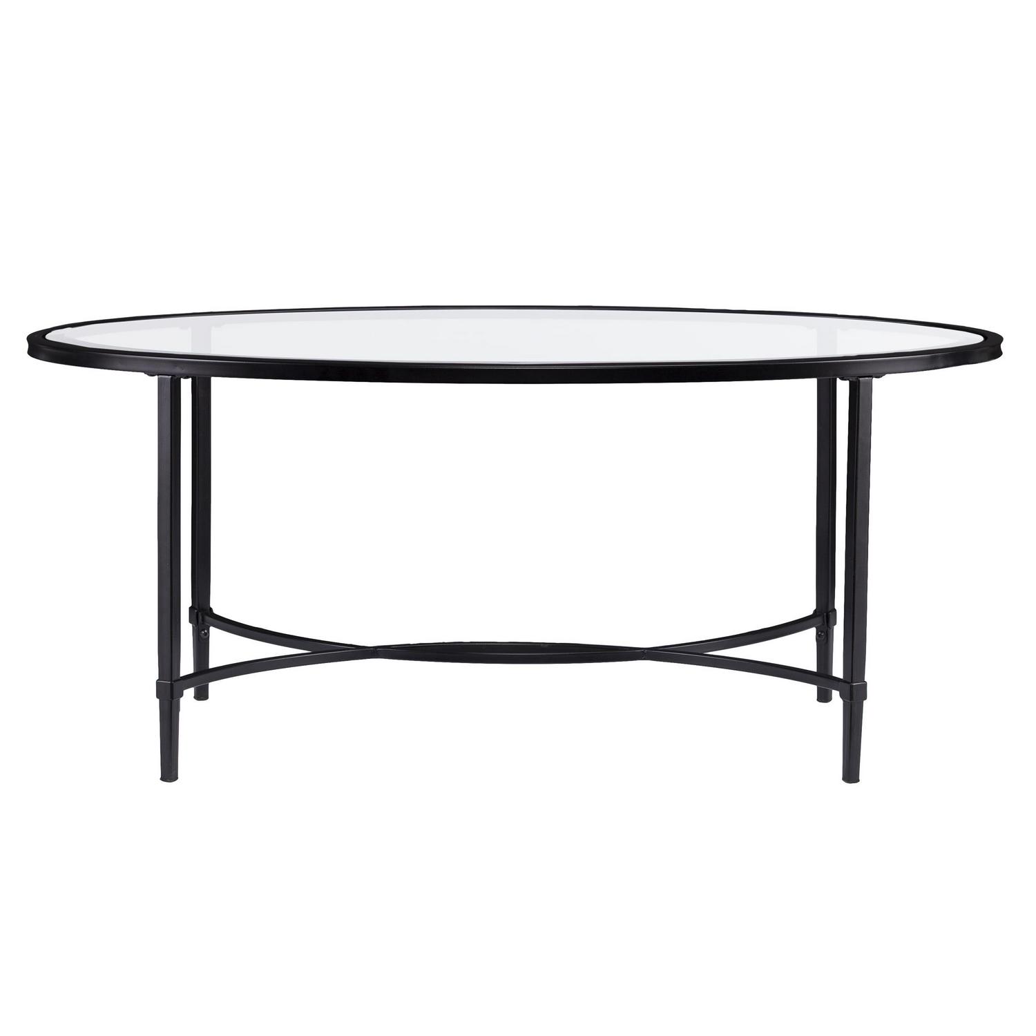 Southern Enterprises Quibilah Metal/Glass Oval Coffee Table - Image 25