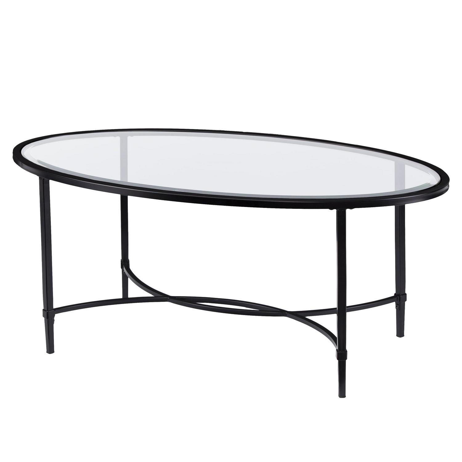 Southern Enterprises Quibilah Metal/Glass Oval Coffee Table - Image 7