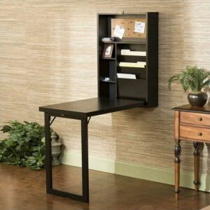 SEI Furniture Wooden Fold-Out Convertible Desk in Black