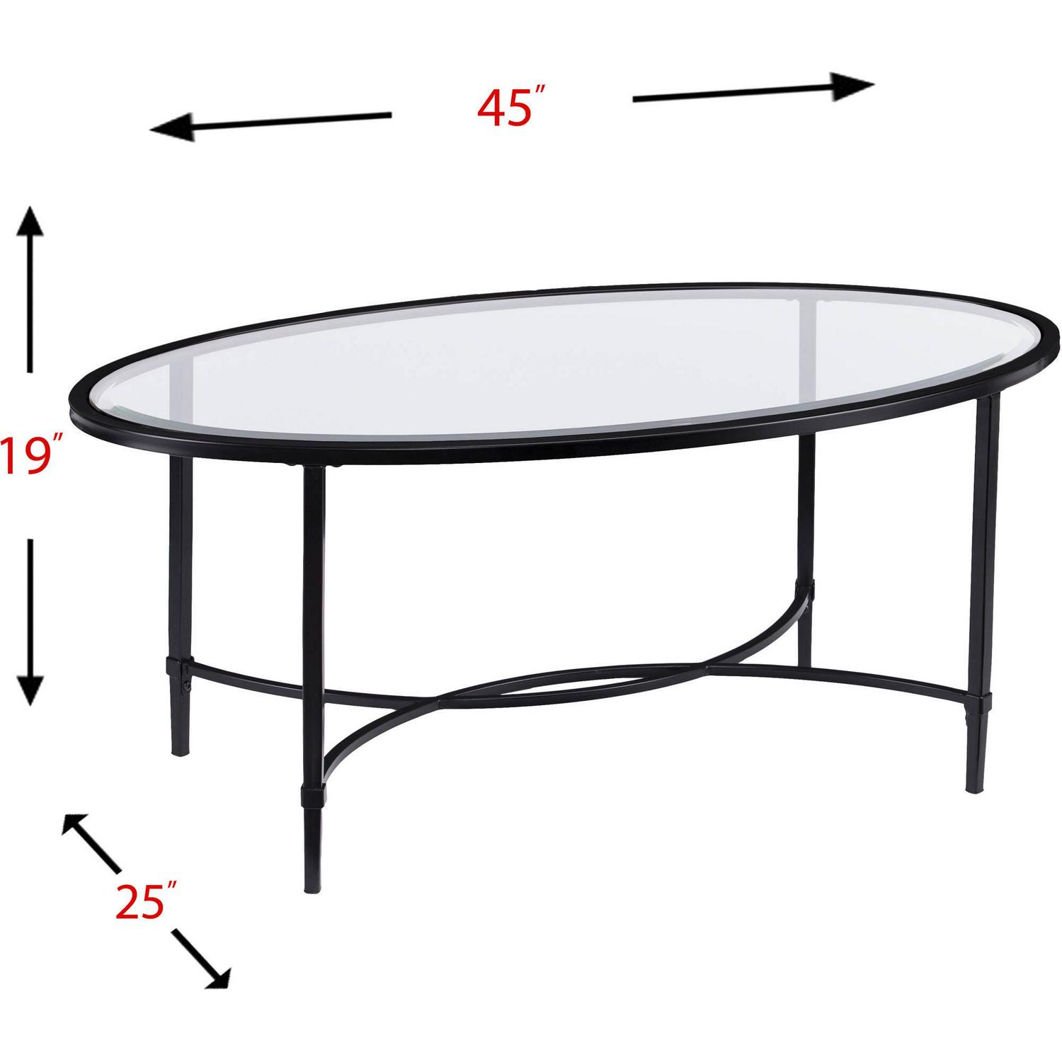 Southern Enterprises Quibilah Metal/Glass Oval Coffee Table - Image 3